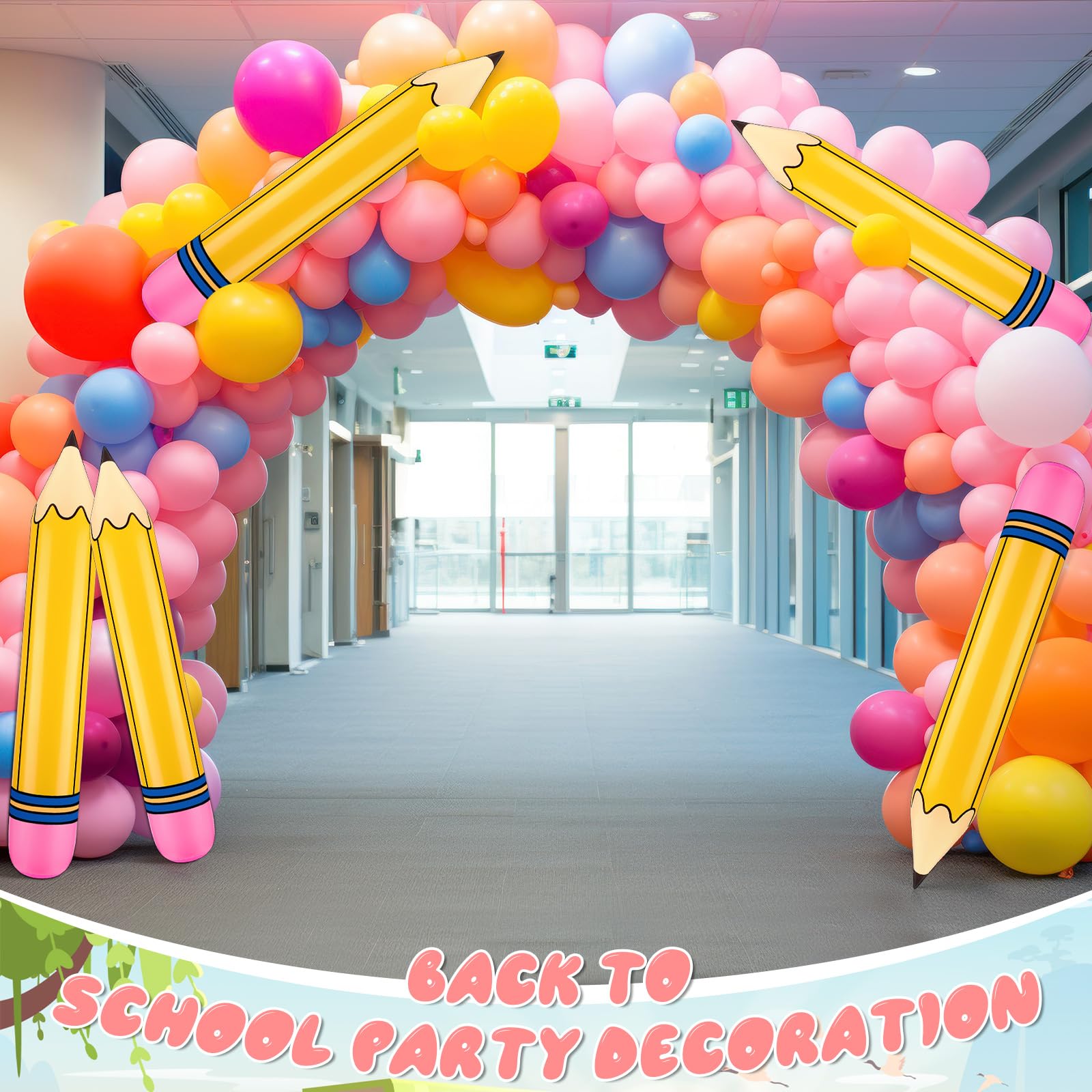 Blueweenly 12-Pack Giant Inflatable Pencil Balloons – 27-Inch Back-to-School Classroom Decor