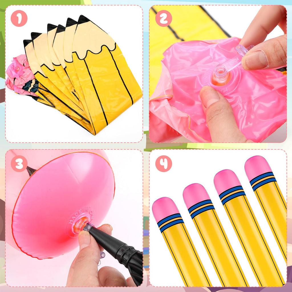 Blueweenly 12-Pack Giant Inflatable Pencil Balloons – 27-Inch Back-to-School Classroom Decor