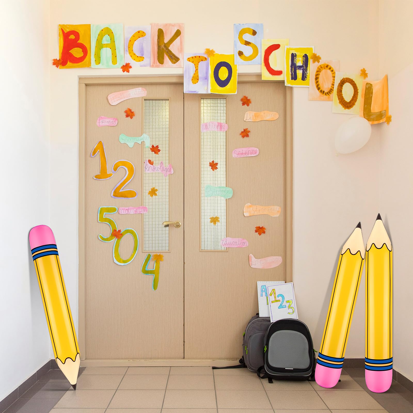 Blueweenly 12-Pack Giant Inflatable Pencil Balloons – 27-Inch Back-to-School Classroom Decor
