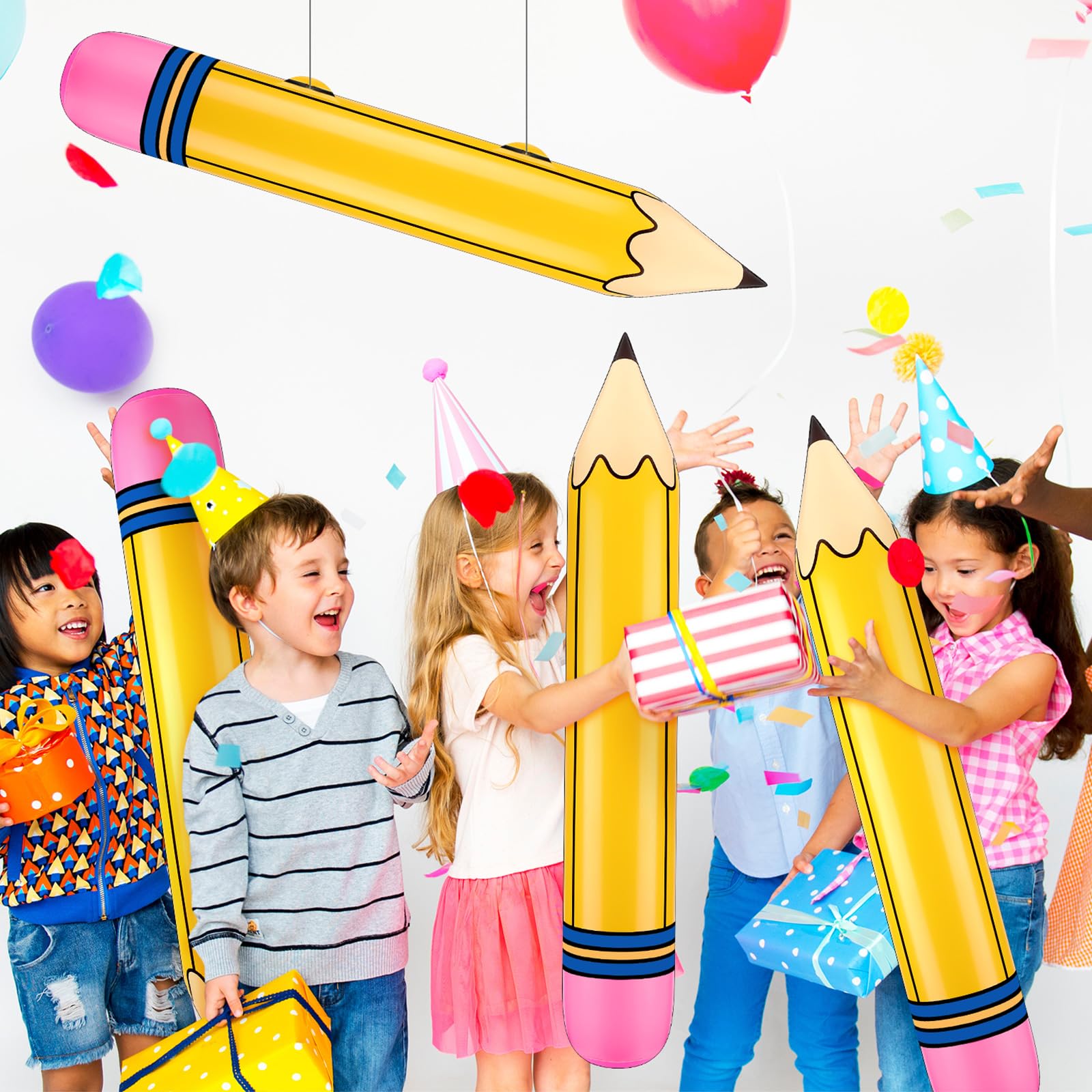 Blueweenly 12-Pack Giant Inflatable Pencil Balloons – 27-Inch Back-to-School Classroom Decor