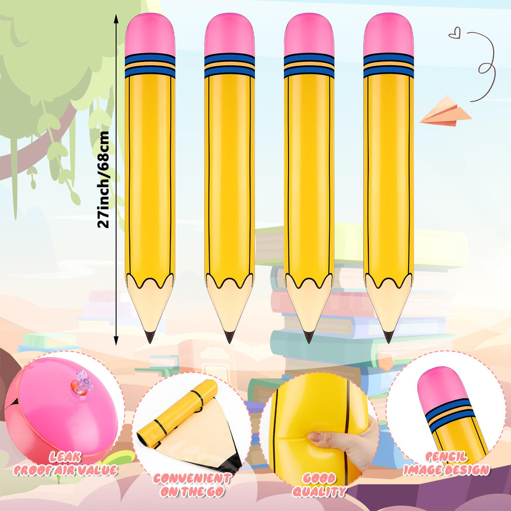Blueweenly 12-Pack Giant Inflatable Pencil Balloons – 27-Inch Back-to-School Classroom Decor