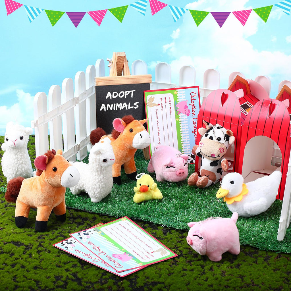 Blueweenly 84 Pcs Adopt a Pet Party Favors Set – 24 Mini Animals, Boxes, Fences & Lawn