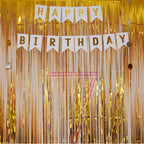 Blukey Happy Birthday Banner with Shiny Gold Letters – White Swallowtail Design