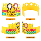 Blulu 30 Pieces 100 Days Paper Crowns – Multicolor Rhinestone Party Hats (15.7 x 3.9 in)