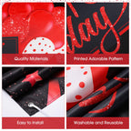 Blulu Happy Birthday Backdrop Banner – 72.8 x 43.3 in, Black & Red Glitter Design