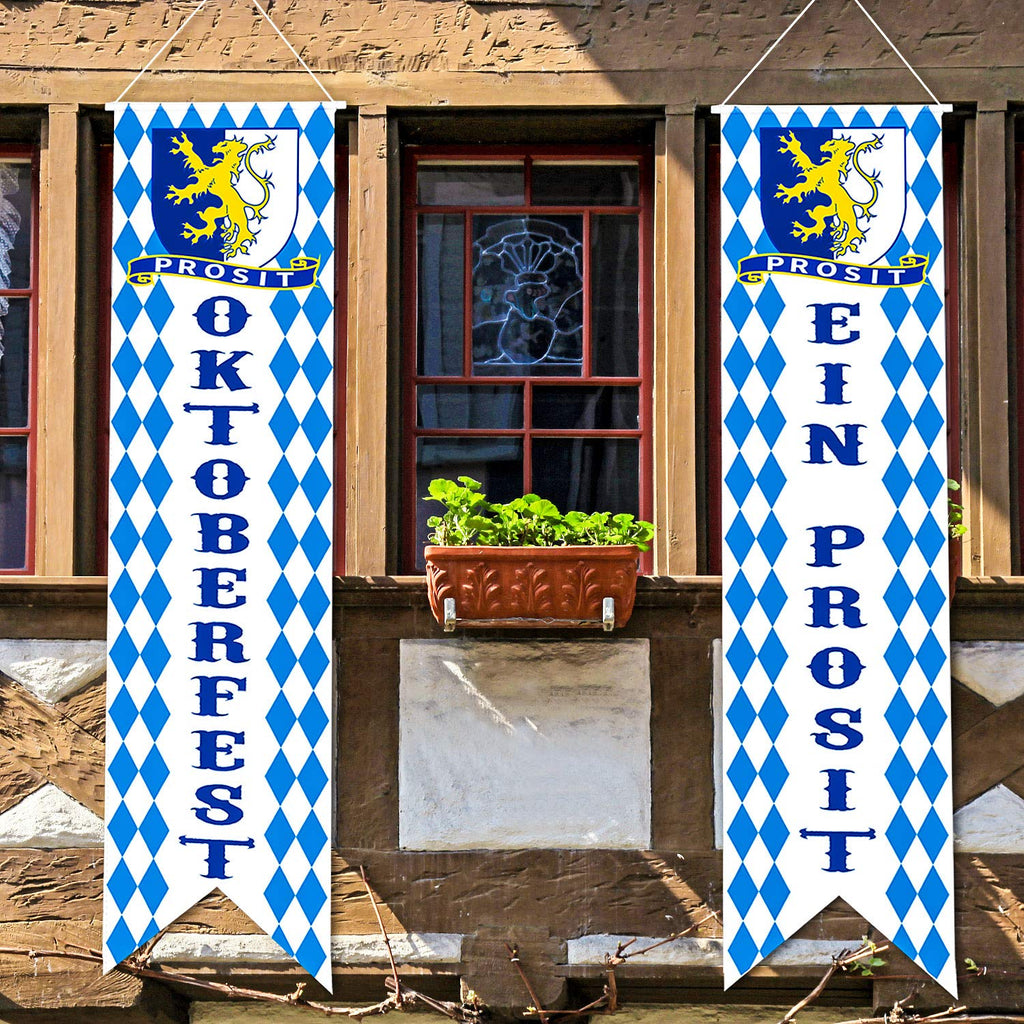 Blulu Oktoberfest Decorations – Bavarian Banner Set for German Beer Festival & Front Door Welcome Flags