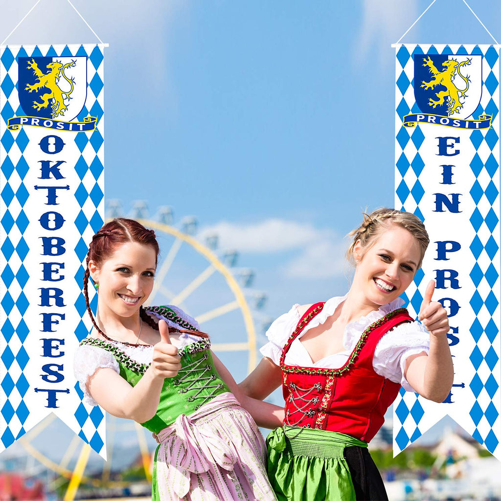 Blulu Oktoberfest Decorations – Bavarian Banner Set for German Beer Festival & Front Door Welcome Flags