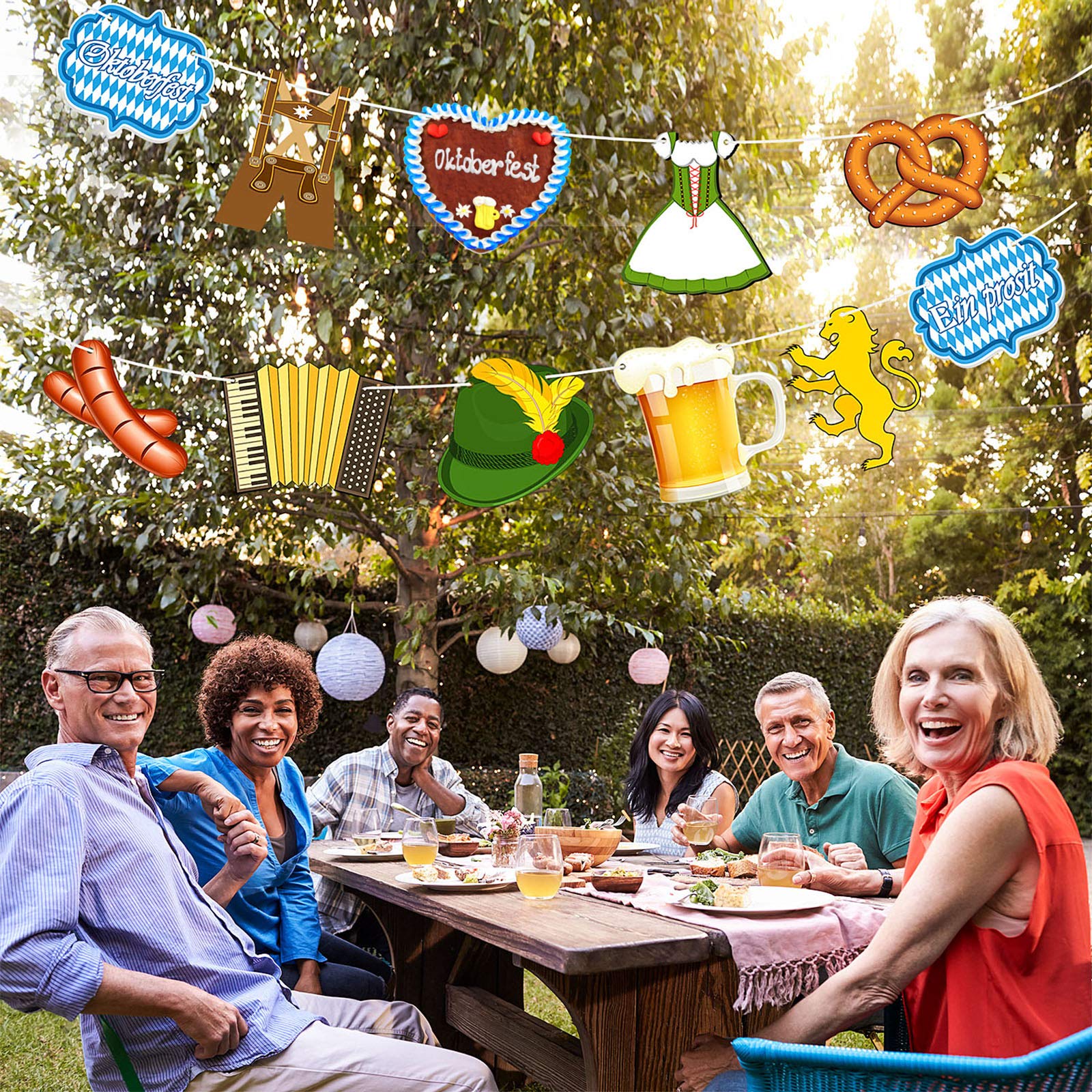 Blulu Oktoberfest Decoration Banner – Multicolor Bavarian Party Bunting, 13.78 x 7.09 in