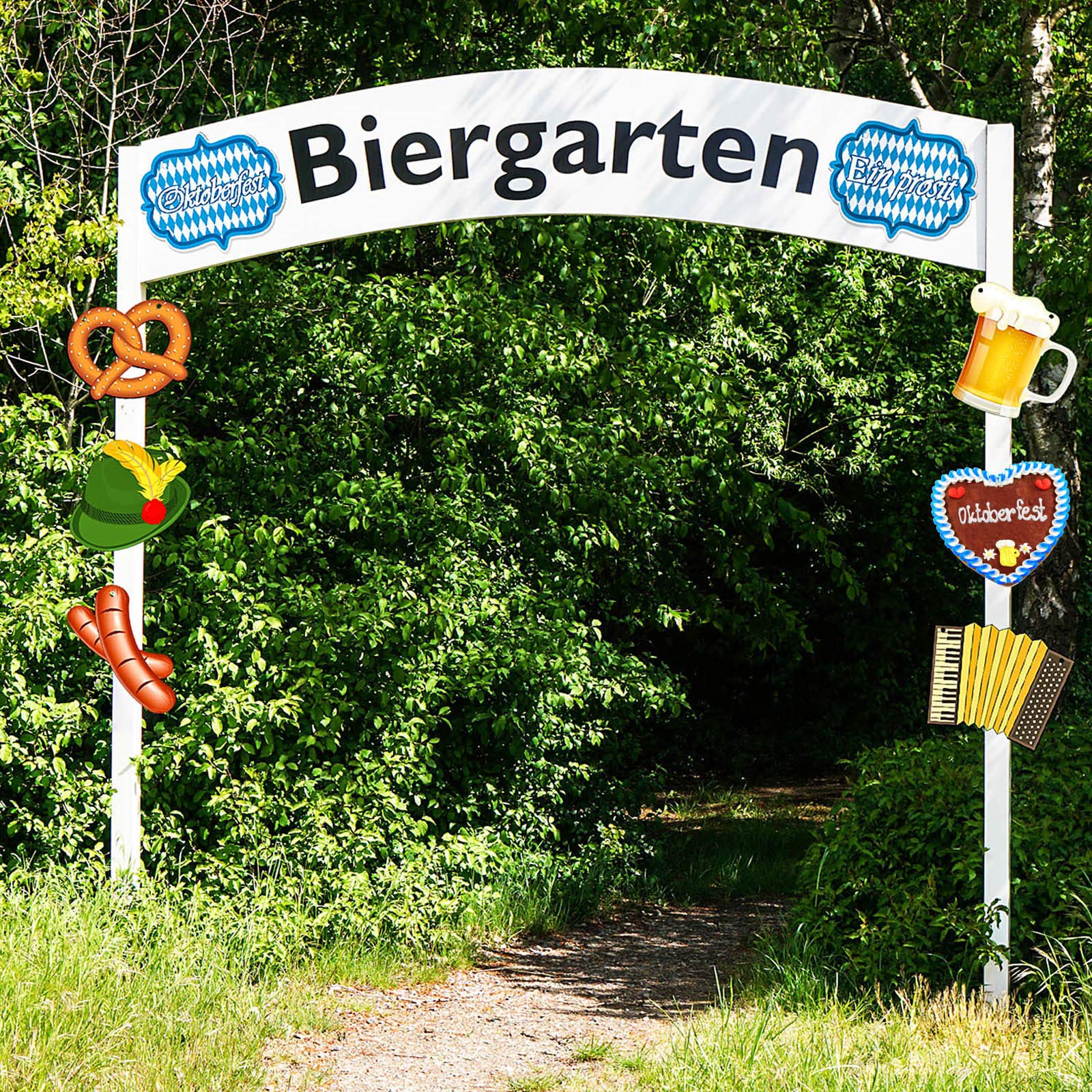 Blulu Oktoberfest Decoration Banner – Multicolor Bavarian Party Bunting, 13.78 x 7.09 in
