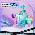 Blushtier Mermaid Party Supplies – 350 Pcs Under the Sea Disposable Dinnerware Set for Birthday Party (Multicolor)