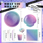 Blushtier Mermaid Party Supplies – 350 Pcs Under the Sea Disposable Dinnerware Set for Birthday Party (Multicolor)