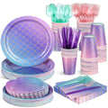 Blushtier Mermaid Party Supplies – 350 Pcs Under the Sea Disposable Dinnerware Set for Birthday Party (Multicolor)