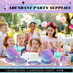 Blushtier Mermaid Party Supplies – 350 Pcs Under the Sea Disposable Dinnerware Set for Birthday Party (Multicolor)
