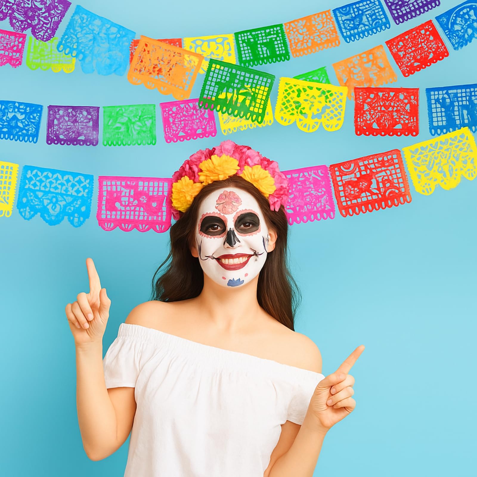 Boao 4-Pack Mexican Party Banner – 60 ft Fiesta Papel Picado Decor for Cinco de Mayo & Day of the Dead