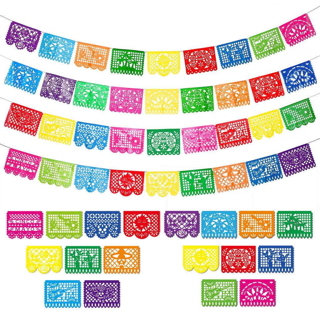 Boao 4-Pack Mexican Party Banner – 60 ft Fiesta Papel Picado Decor for Cinco de Mayo & Day of the Dead