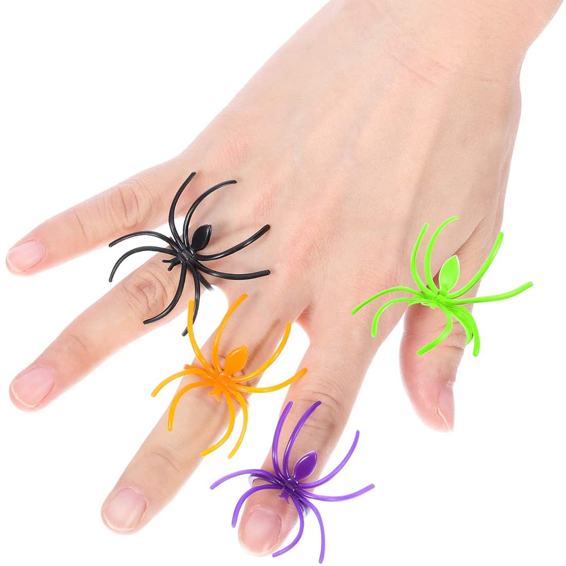 Boao 120-Piece Spider Ring Set | Halloween Cupcake Toppers & Party Favors (Multicolor)