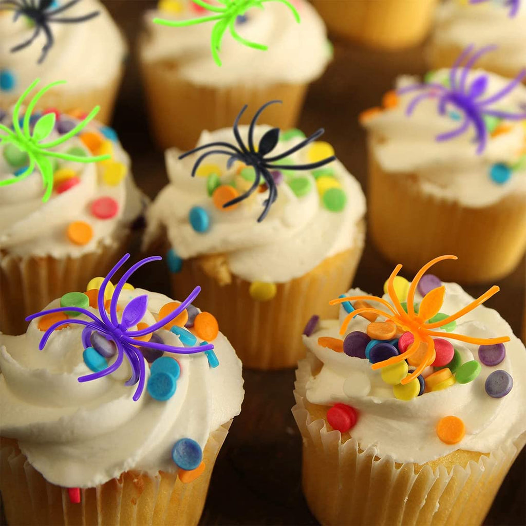 Boao 120-Piece Spider Ring Set | Halloween Cupcake Toppers & Party Favors (Multicolor)