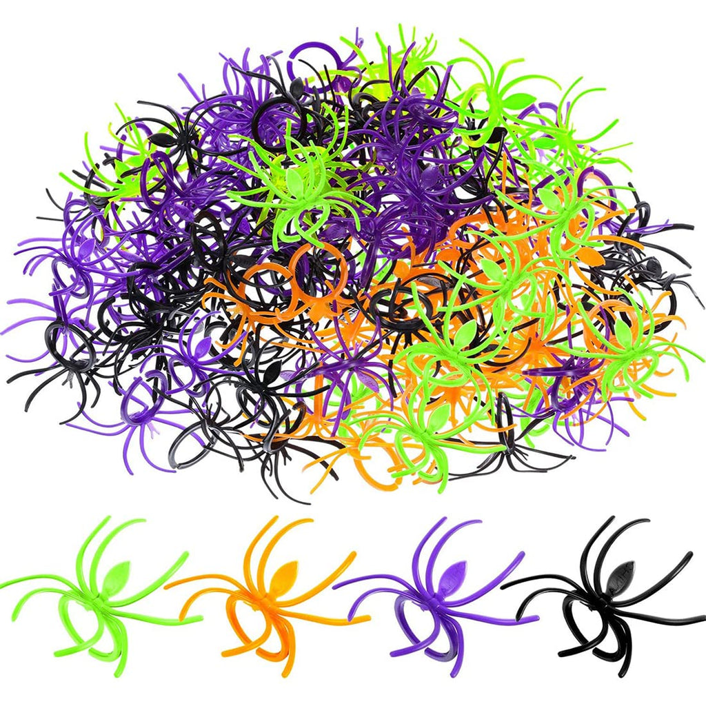 Boao 120-Piece Spider Ring Set | Halloween Cupcake Toppers & Party Favors (Multicolor)