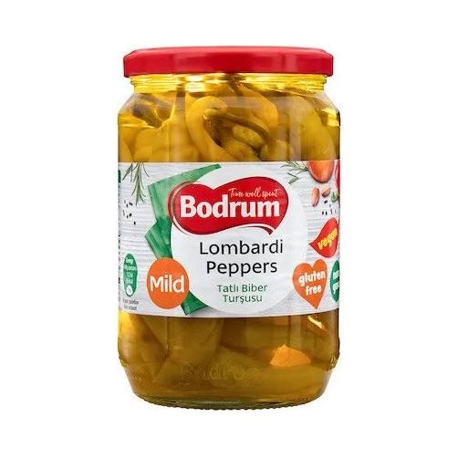 Bodrum Mild Lombardi Peppers Pickled Glass Jar 610g