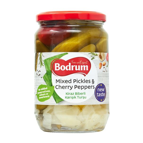 Bodrum Mixed Pickles and Hot Cherry Peppers Jar 720g