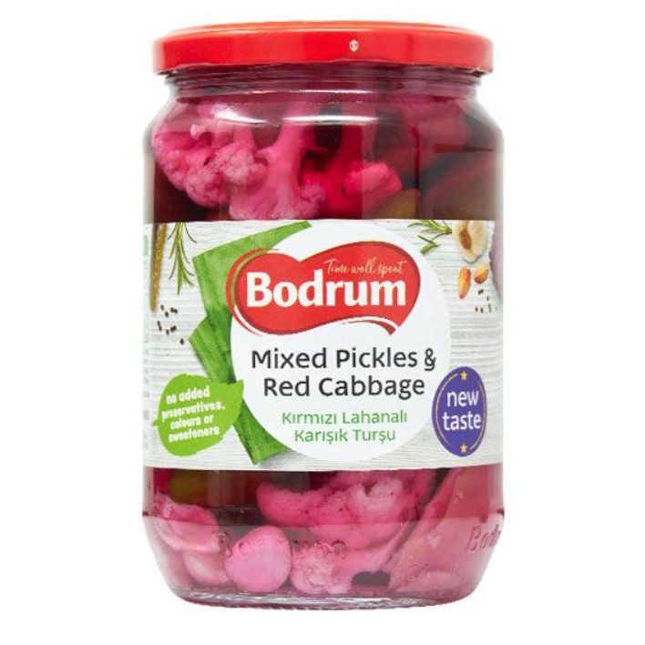 Bodrum Mixed Pickles & Red Cabbage, 720g Glass Jar