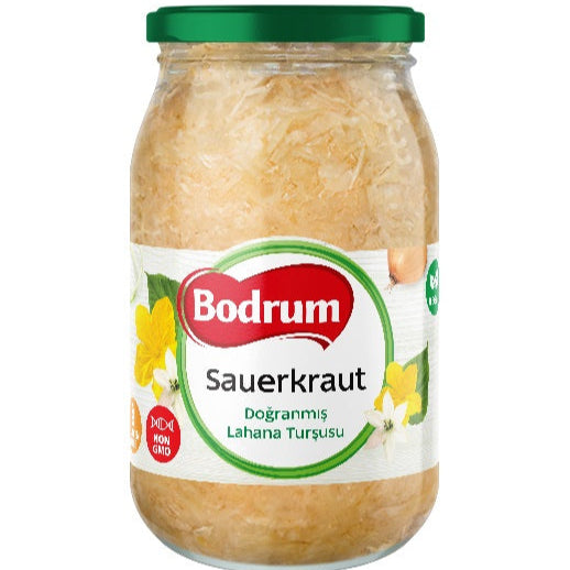Bodrum Sauerkraut Shredded Cabbage Pickle (Doğranmış Lahana Turşusu) Premium Glass Jar, 900g
