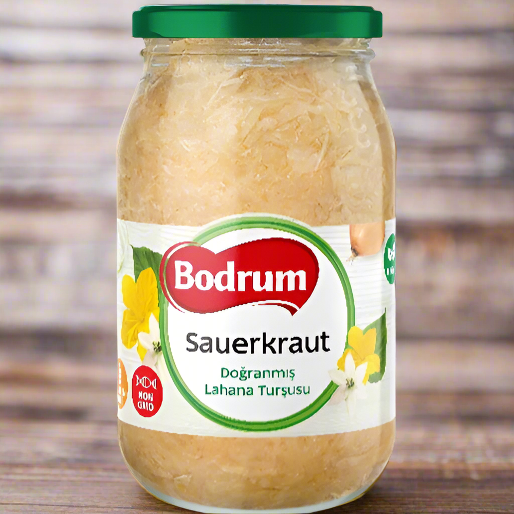 Bodrum Sauerkraut Shredded Cabbage Pickle (Doğranmış Lahana Turşusu) Premium Glass Jar, 900g