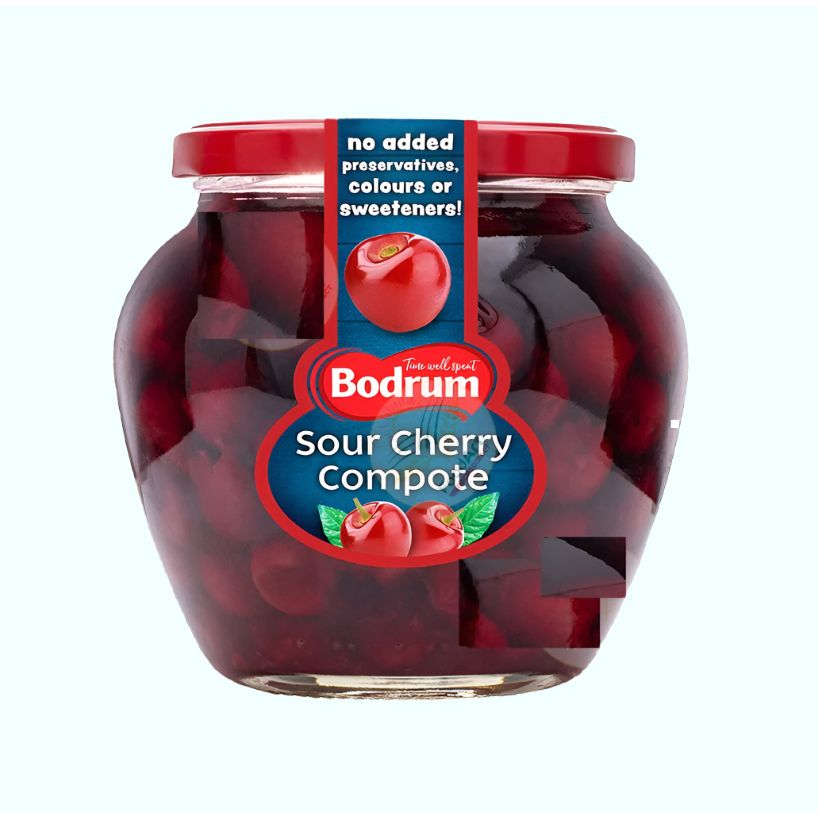 Bodrum Sour Cherry Compote Whole Red Fruit Jar 680g