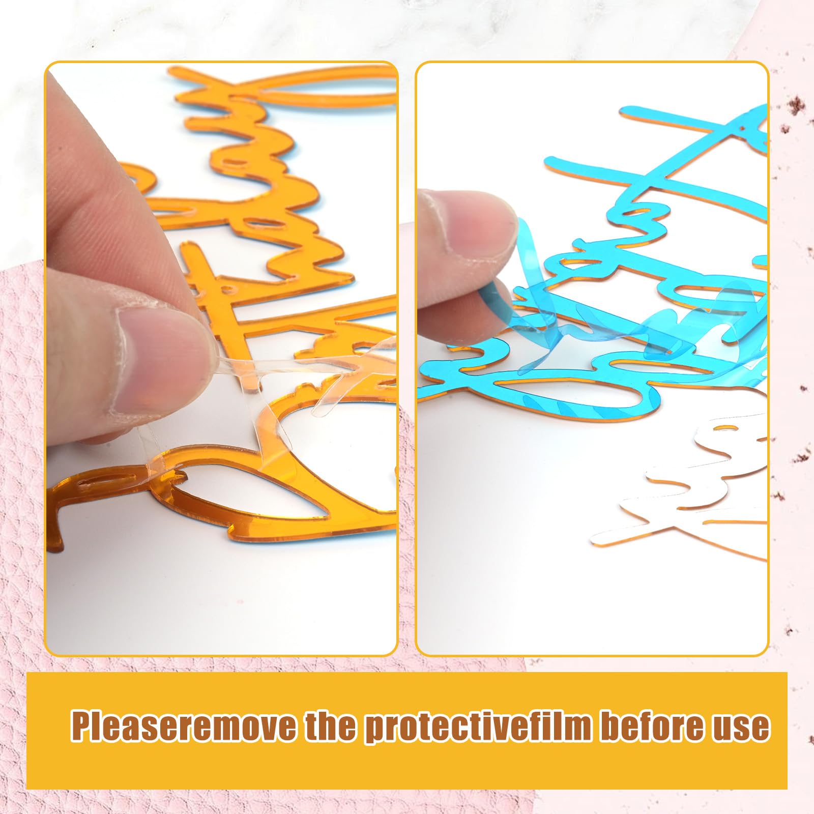 Bogigul Gold Happy Birthday Cake Toppers – 10 Pcs Mirror Acrylic