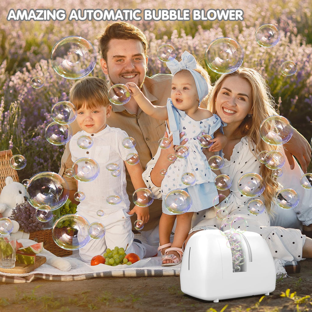BOHIYAHOO Bubble Machine – 60-Min Auto-Refill, Dual-Power Party Maker