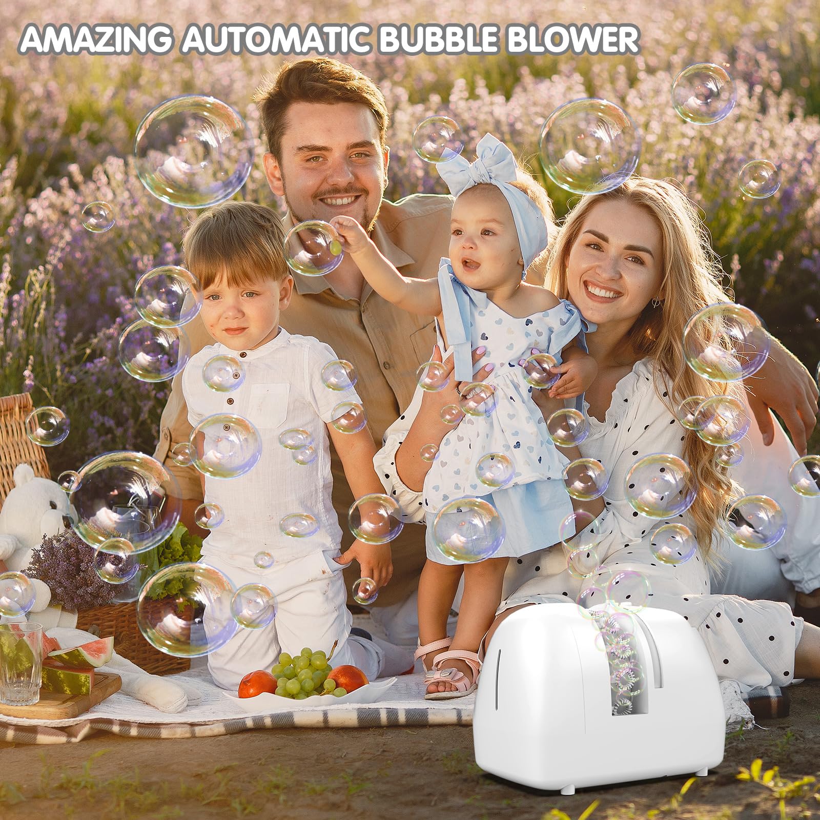 BOHIYAHOO Bubble Machine – 60-Min Auto-Refill, Dual-Power Party Maker