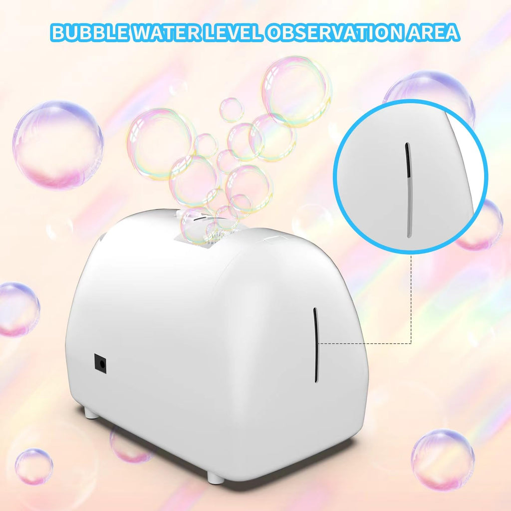 BOHIYAHOO Bubble Machine – 60-Min Auto-Refill, Dual-Power Party Maker