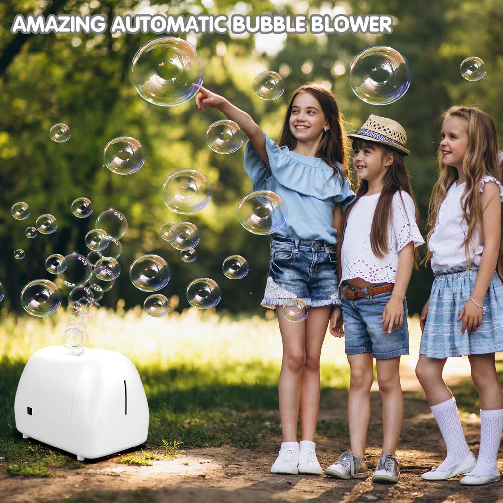 BOHIYAHOO Bubble Machine – 60-Min Auto-Refill, Dual-Power Party Maker