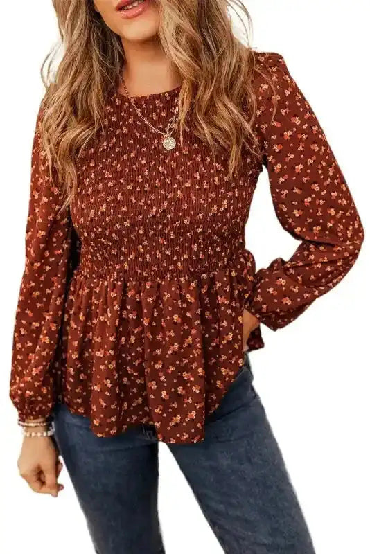 Boho Floral Peplum Blouse Women UK | Feminine Style