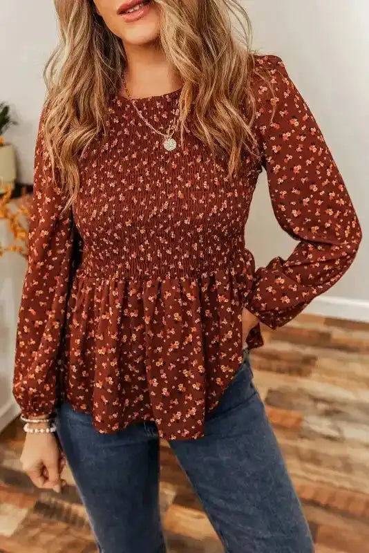 Boho Floral Peplum Blouse Women UK | Feminine Style