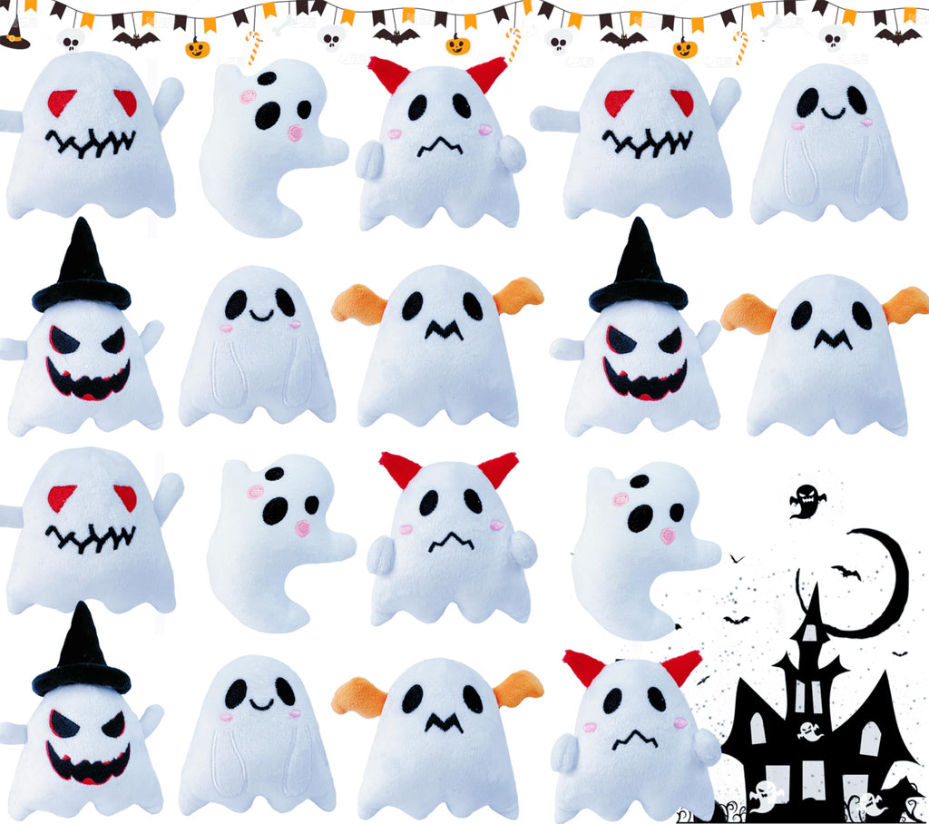 BOMBPARK 18Pcs Halloween Ghost Plush Toys – Cute Soft Ghost Plushies for Kids, Party Favors & Gifts