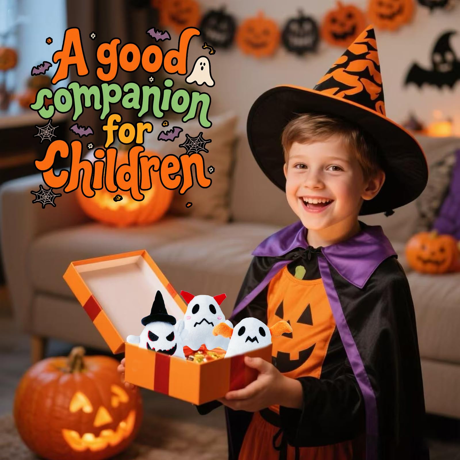 BOMBPARK 18Pcs Halloween Ghost Plush Toys – Cute Soft Ghost Plushies for Kids, Party Favors & Gifts