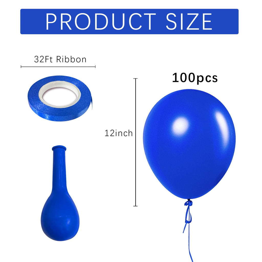 Bomsi Blue Balloons 100 Pack - Royal Blue 12-Inch Party Decorations for Birthday, Graduation & Patriotic Events