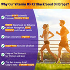 Vitamin D3 K2 Tropfen 10000IE mit Bio-Schwarzkümmelöl – 6-in-1 Flüssigkeit (59 ml)
