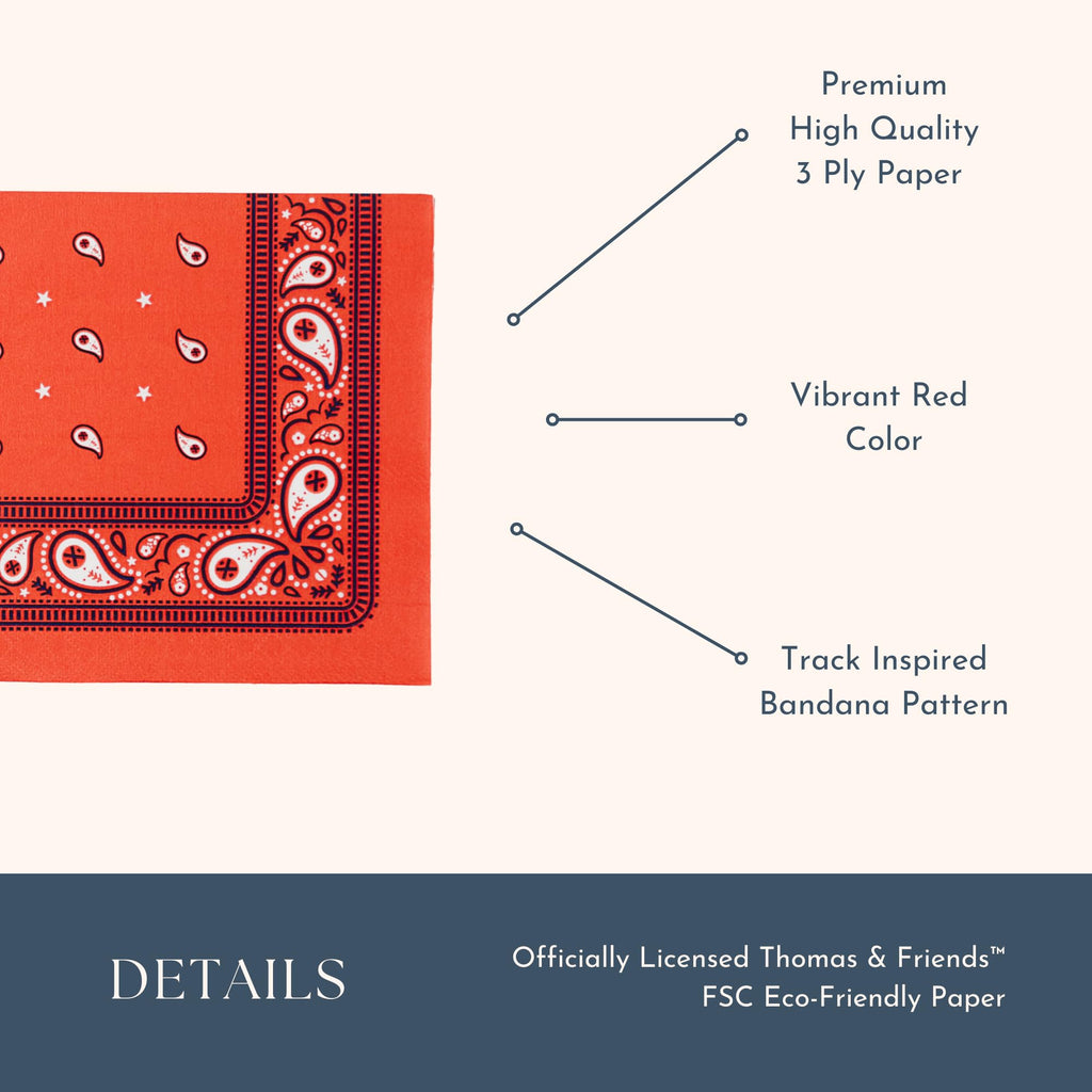 Bonjour Fete THOMAS & FRIENDS Large Red Bandana Napkins – 24 Pack | Officially Licensed