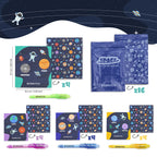 BONNYCO Invisible Ink Pen & Notebook Pack — 16 Space Party Favors for Kids