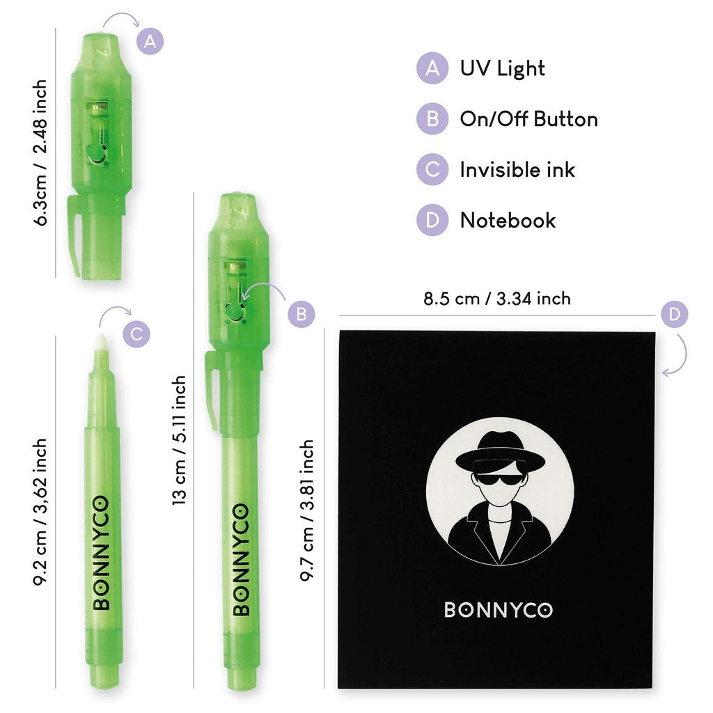 BONNYCO Invisible Ink Pen & Notebook Pack – 32 Spy Sets for Party Favors, Goody Bags & Classroom Prizes