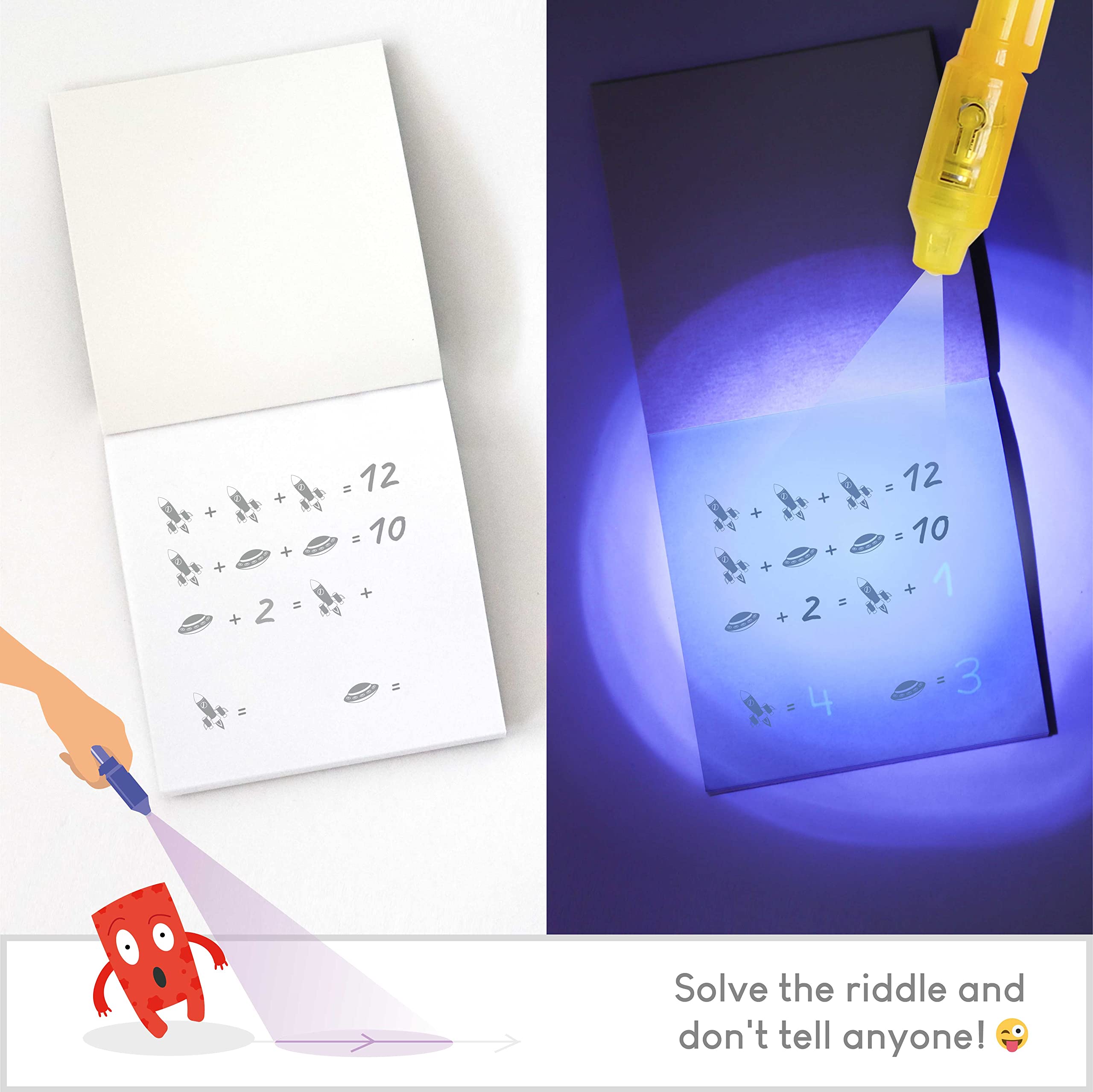 BONNYCO Invisible Ink Pen & Notebook Pack — 16 Space Party Favors for Kids
