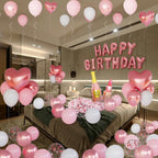 Bonropin Rose Gold Birthday Decorations — Pink Balloons, Heart Foil, Lipstick & Champagne Bottle Decor