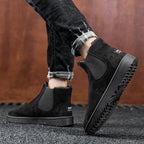 Men's Leather Ankle Boots with Warm Fur