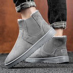 Men's Leather Ankle Boots with Warm Fur