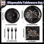 BOpusail 96Pcs Galaxy Movie Star Party Tableware Set – Serves 24 Guests
