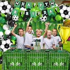 BORAMDO Soccer Birthday Party Decorations Kit – 87 Pcs Balloons, Backdrop, Banner