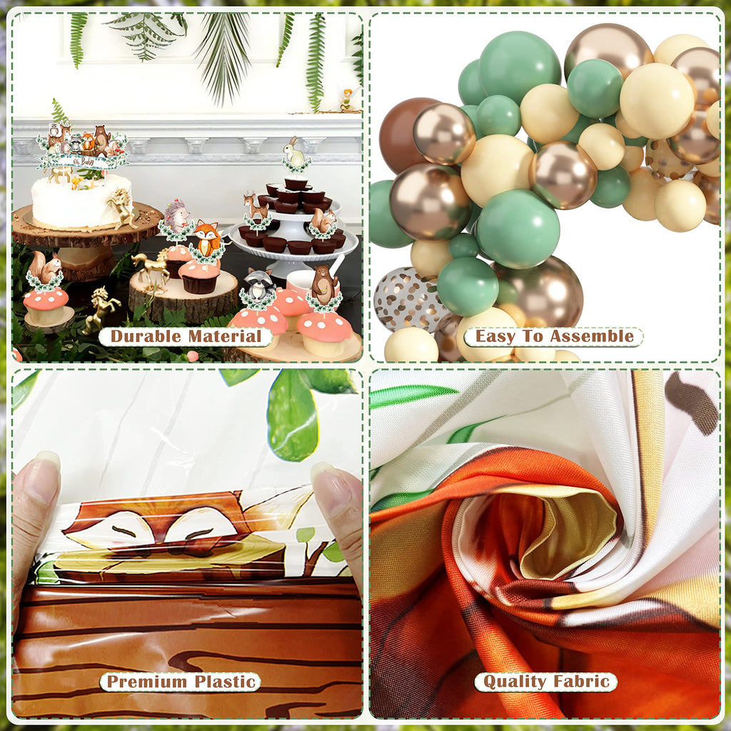 BORAMDO Woodland Animals Baby Shower Decoration Pack – 106 Pcs Forest Theme Party Kit