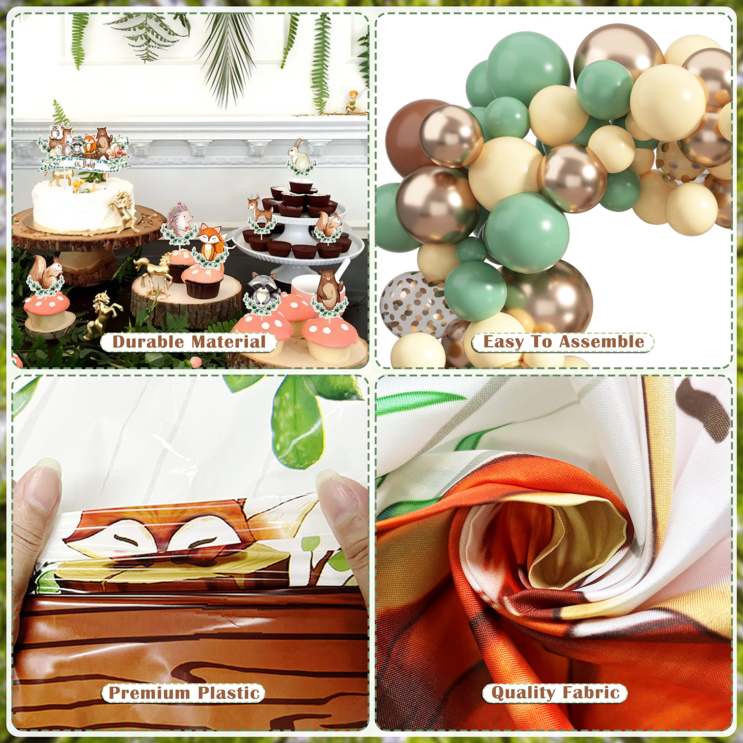 BORAMDO Woodland Animals Baby Shower Decoration Pack – 106 Pcs Forest Theme Party Kit